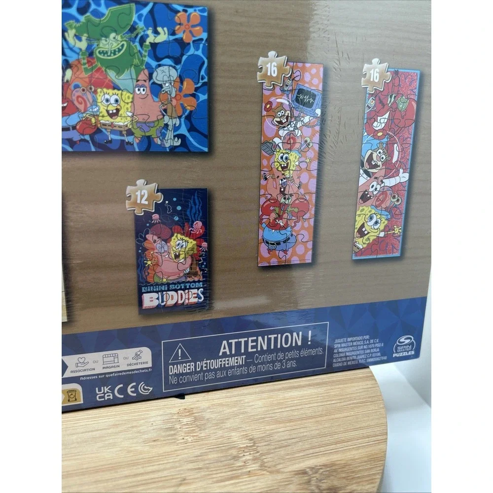 NEW‎ SpongeBob SquarePants 7 Wood Puzzles Nickelodeon Ages 4+ Spin Masters